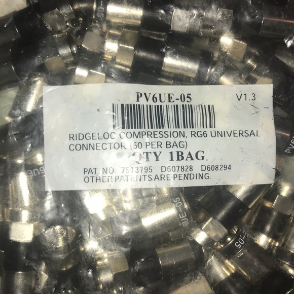 PV6UE-05 Ridgeoc Compression RG6 Universal connection NEW bag qty 50  coax cable - Picture 3 of 4